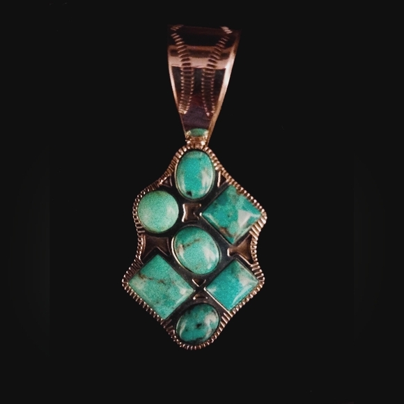 Navajo Vintage Sterling Silver and Turquoise Pendant by Tom  Turquoise & Sterling Silver Pendant